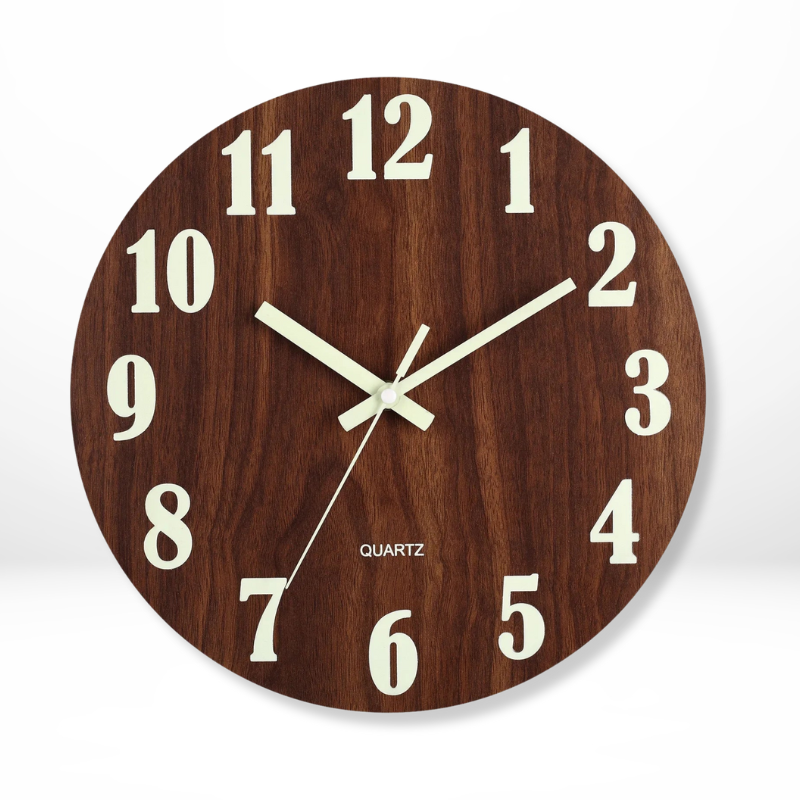 Houten Wandklok Nachtlampje Stil