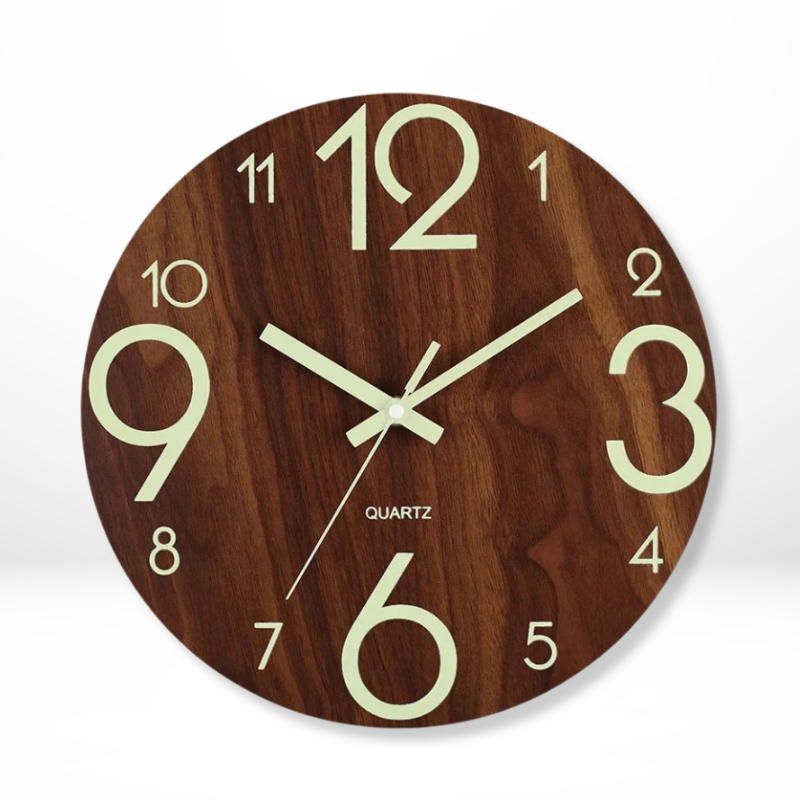 Houten Wandklok Nachtlampje Stil