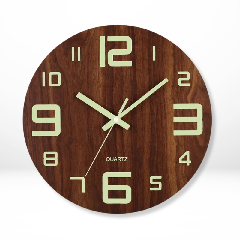 Houten Wandklok Nachtlampje Stil