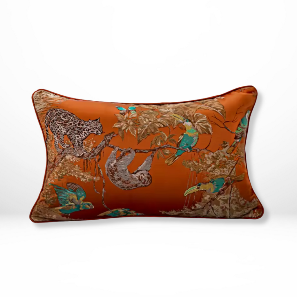 Geborduurde Jacquard Jungle Kussenhoes