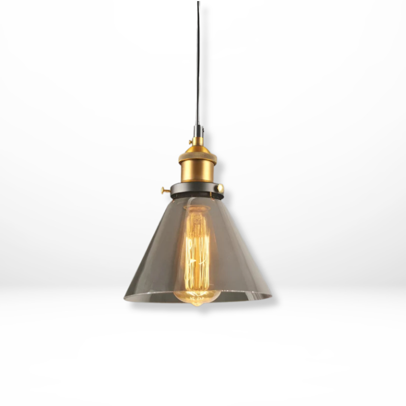Vintage Rookglas Hanglamp Industrieel