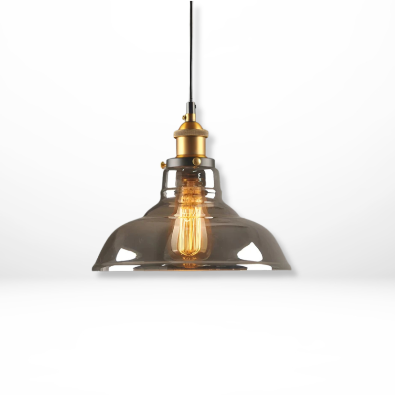 Vintage Rookglas Hanglamp Industrieel