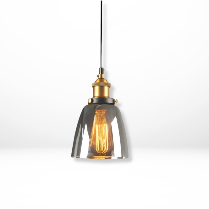 Vintage Rookglas Hanglamp Industrieel