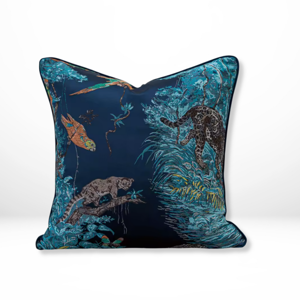 Geborduurde Jacquard Jungle Kussenhoes