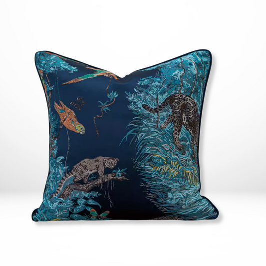 Geborduurde Jacquard Jungle Kussenhoes