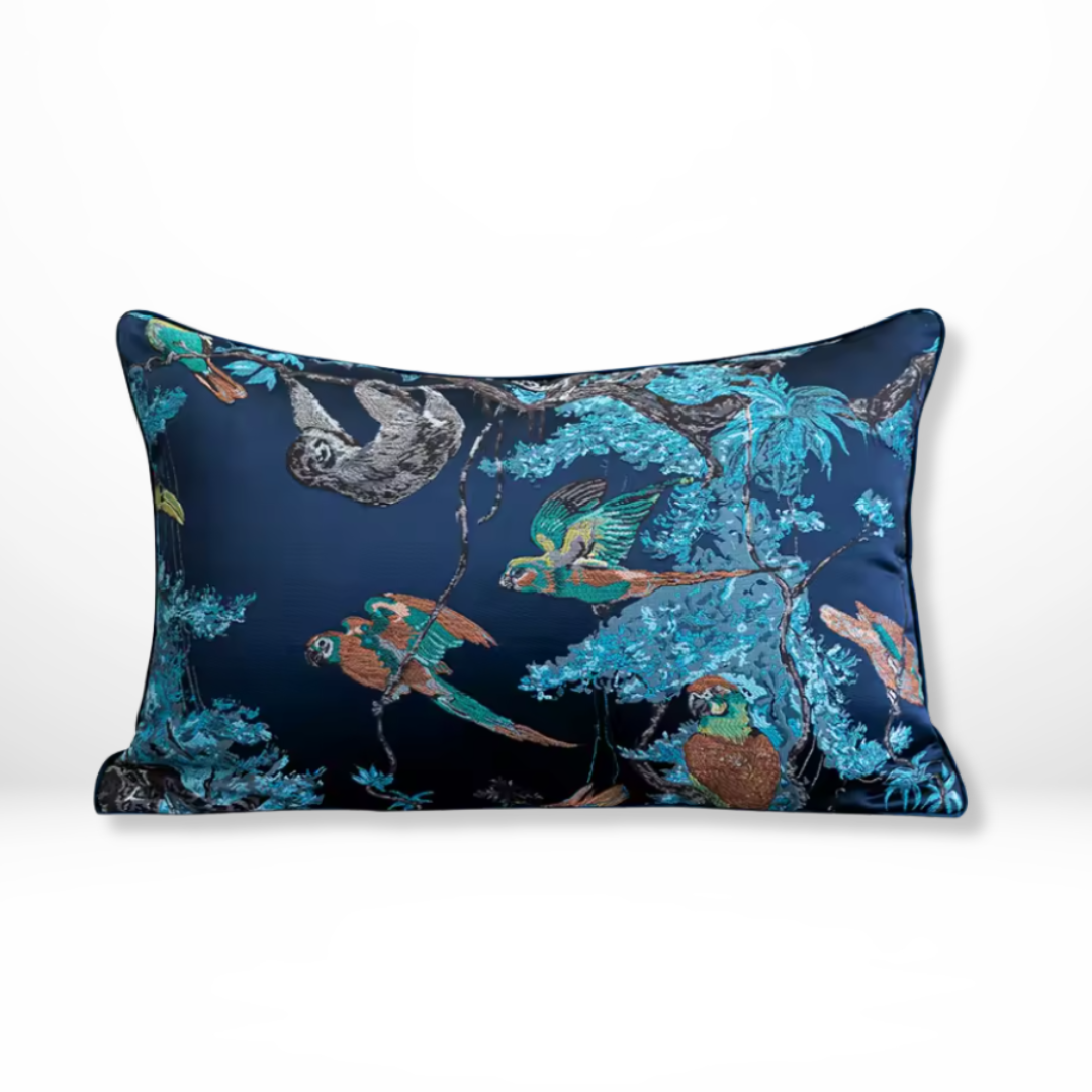 Geborduurde Jacquard Jungle Kussenhoes