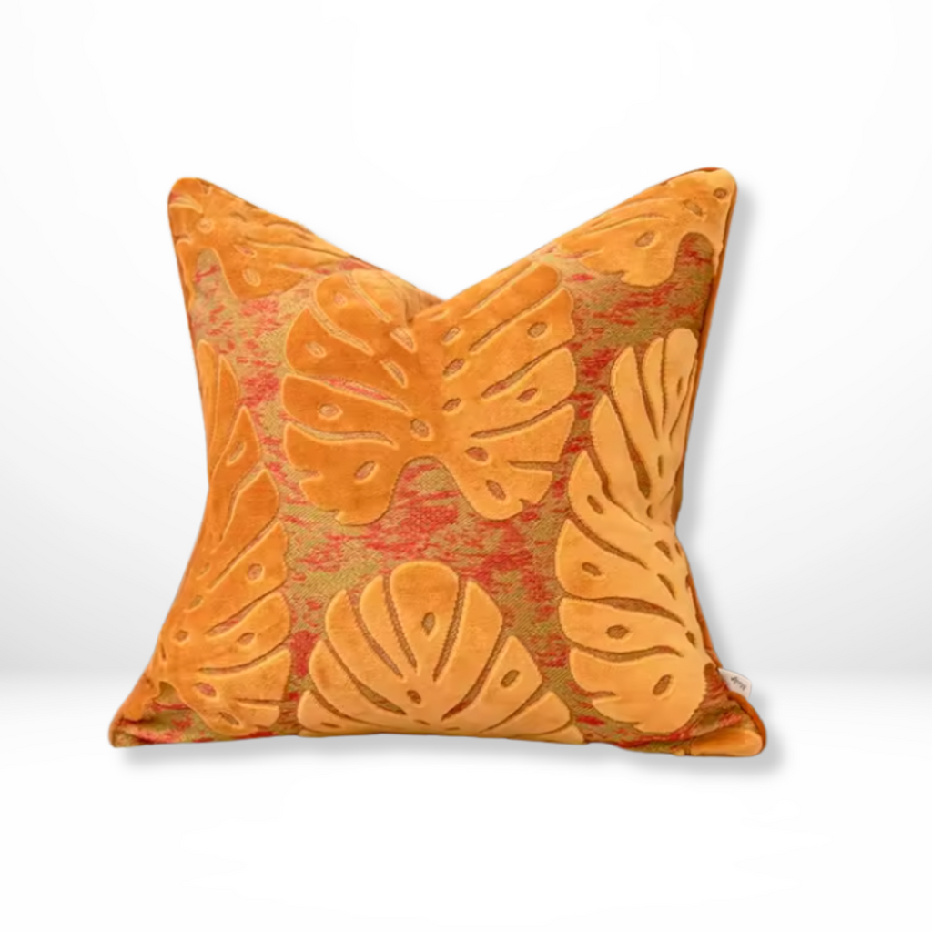 Oranje Fluwelen Bloemen Kussenhoes