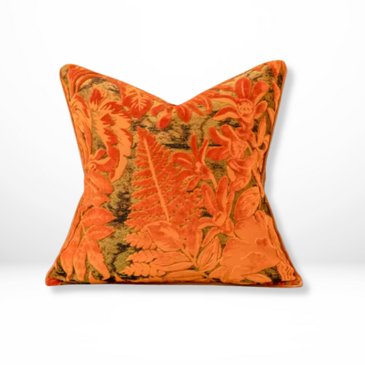 Oranje Fluwelen Bloemen Kussenhoes
