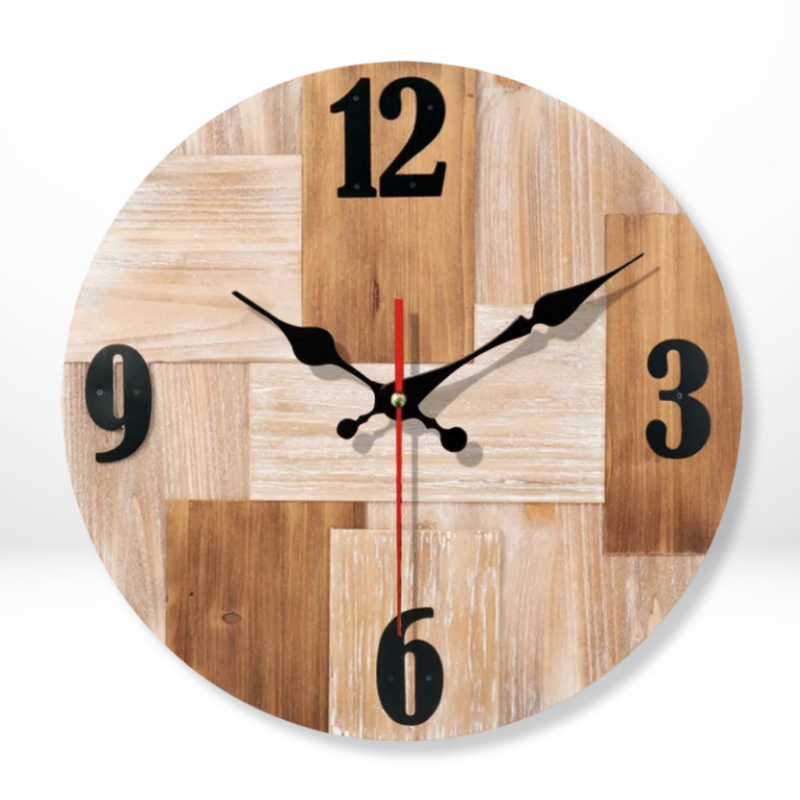Ronde Houten Stille Wandklok
