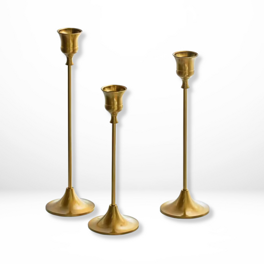 Bronzen Metalen Kandelaar Set