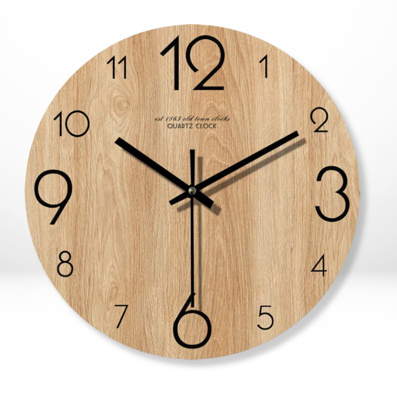 Ronde Houten Stille Wandklok