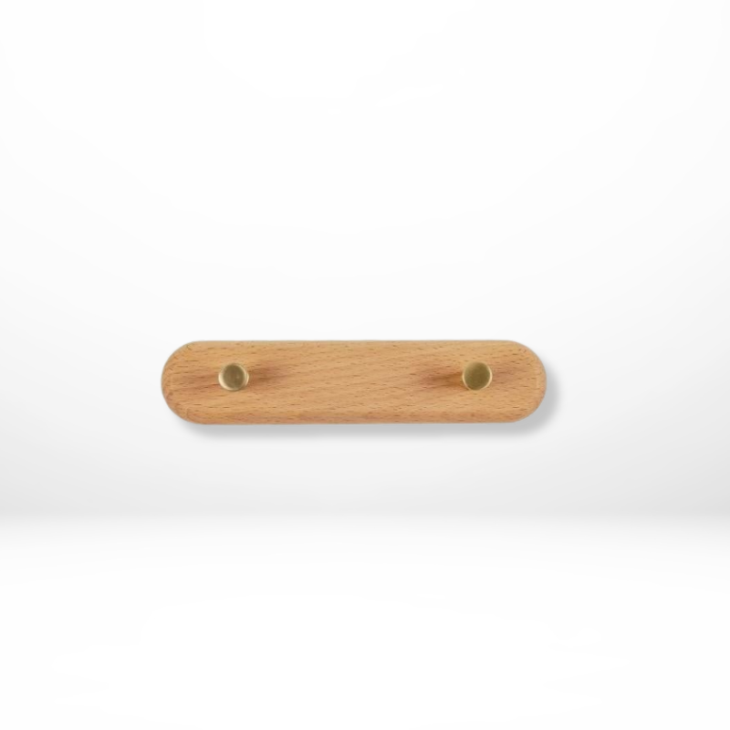 Houten Wandkapstok Messing Haken