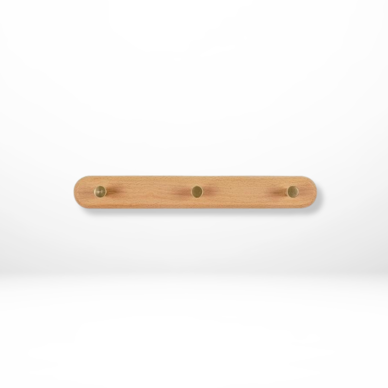 Houten Wandkapstok Messing Haken