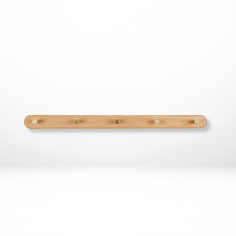 Houten Wandkapstok Messing Haken