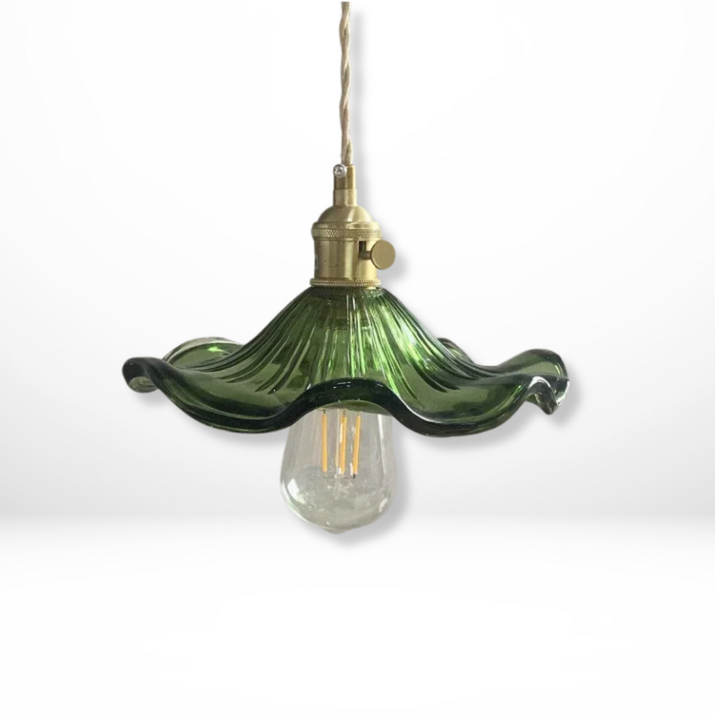 Glazen Messing Bloem Hanglamp