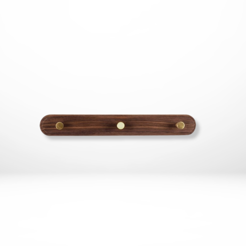 Houten Wandkapstok Messing Haken