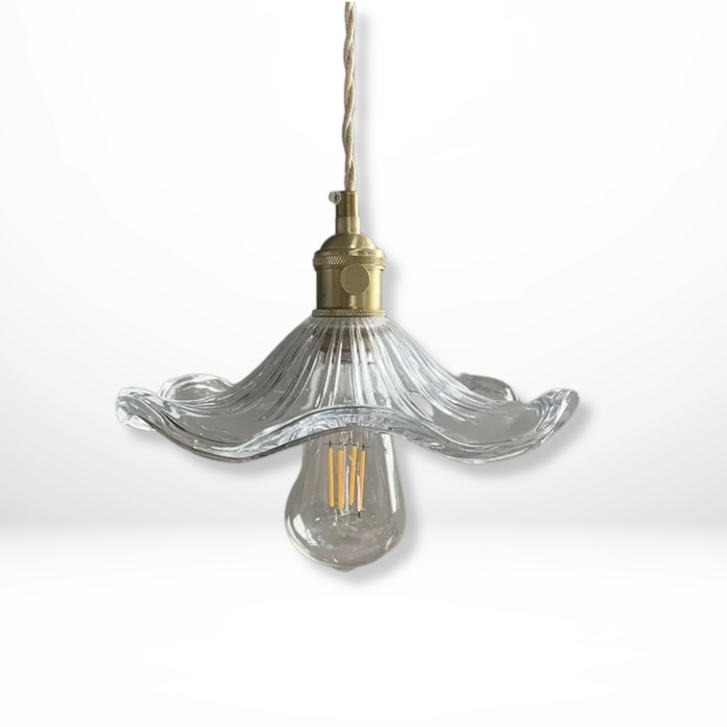 Glazen Messing Bloem Hanglamp