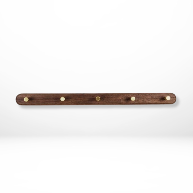 Houten Wandkapstok Messing Haken