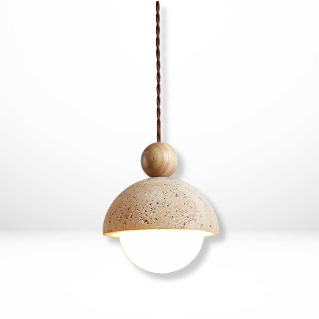 Travertijn Glazen Houten Hanglamp