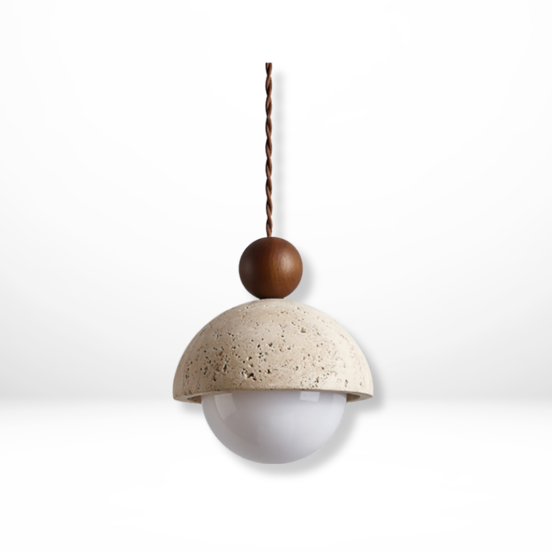 Travertijn Glazen Houten Hanglamp