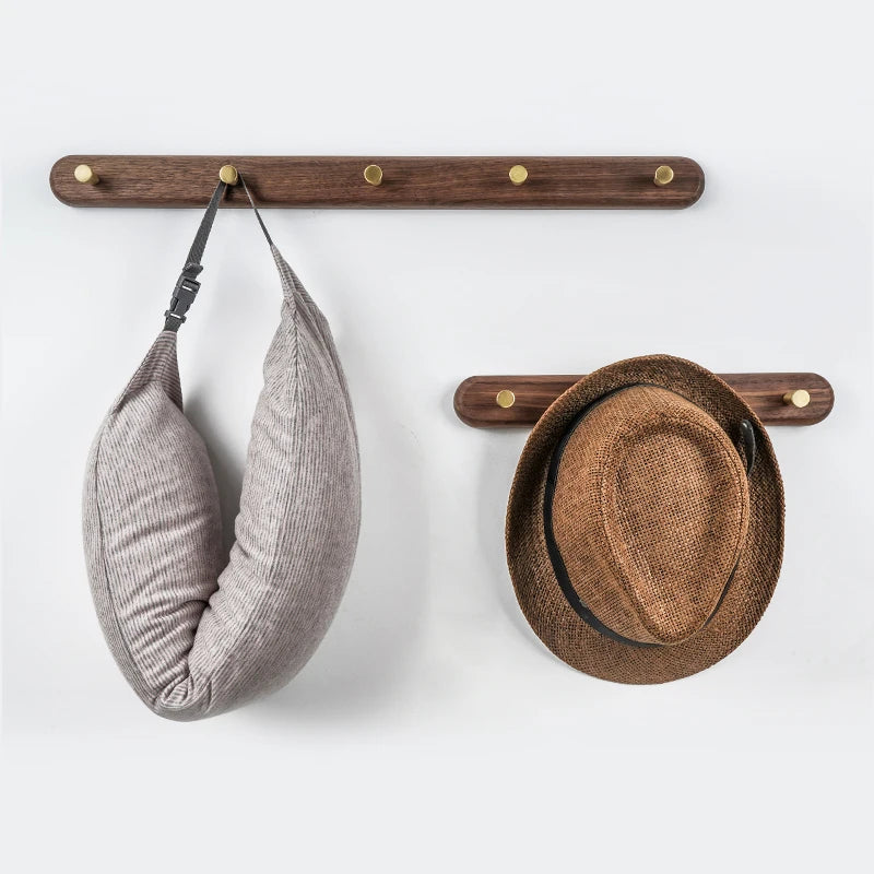 Houten Wandkapstok Messing Haken