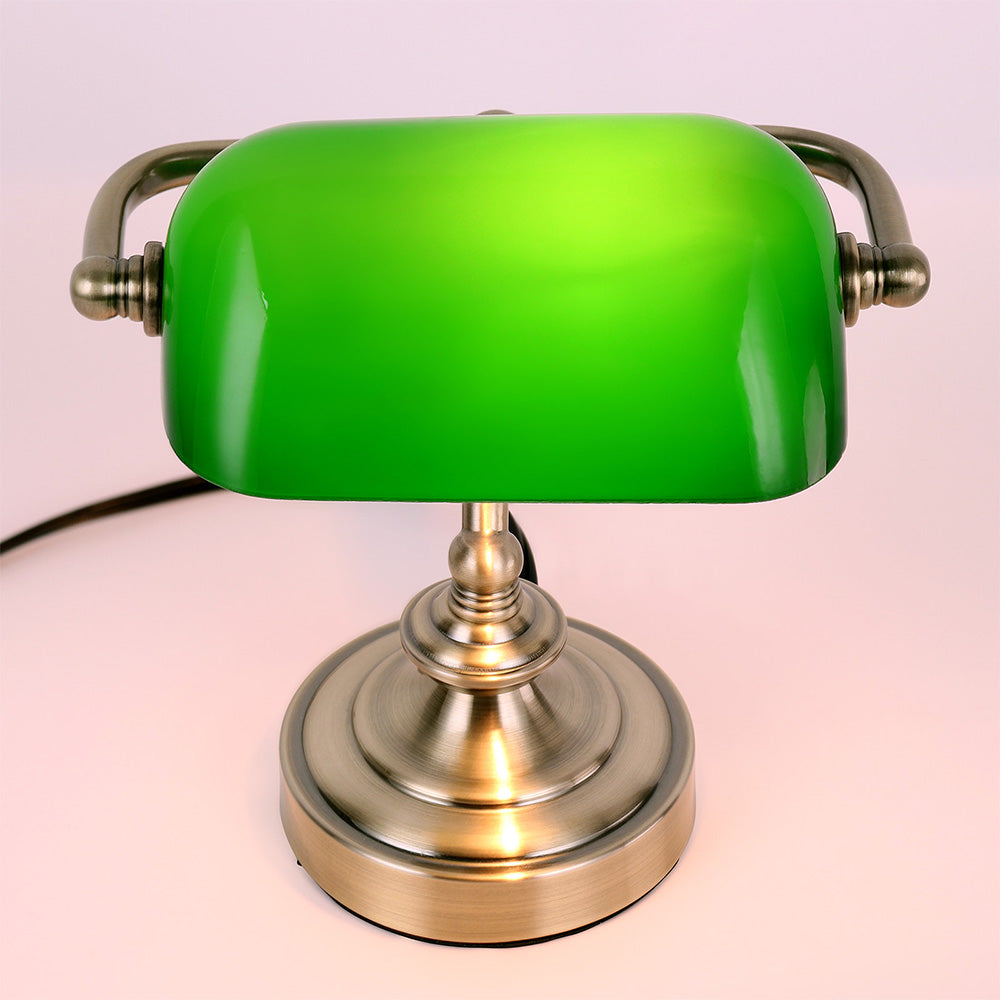 Groene Glazen Vintage Bureaulamp