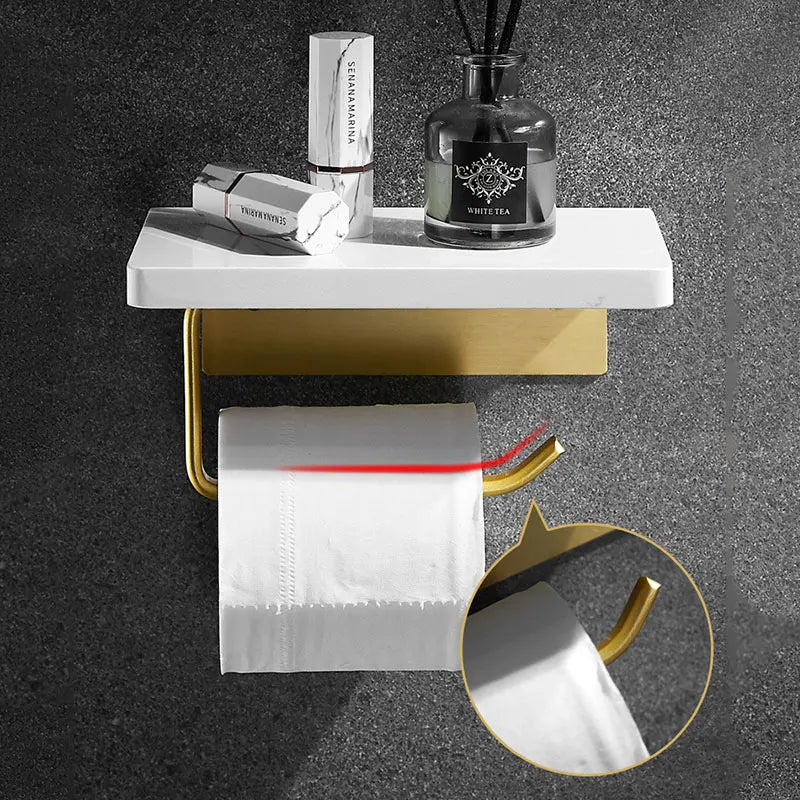 Marmeren Gouden Toiletrolhouder Plank