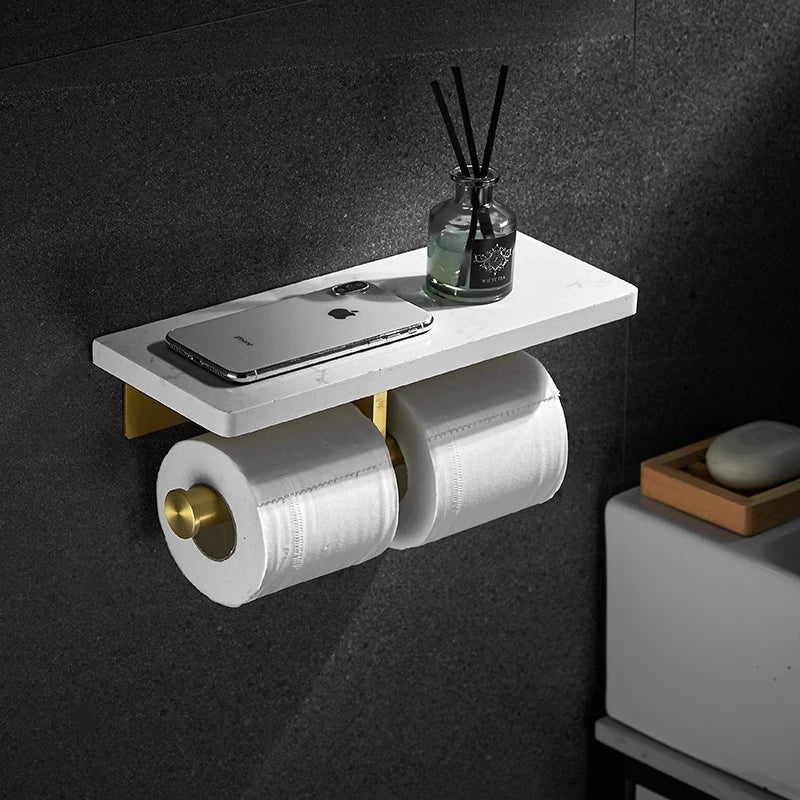 Marmeren Gouden Toiletrolhouder Plank