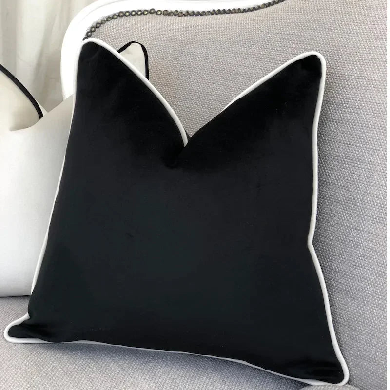 Zwart Wit Velvet Kussenhoes