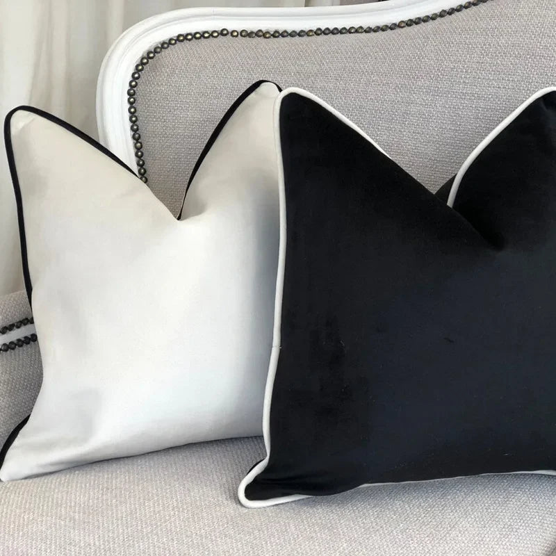 Zwart Wit Velvet Kussenhoes