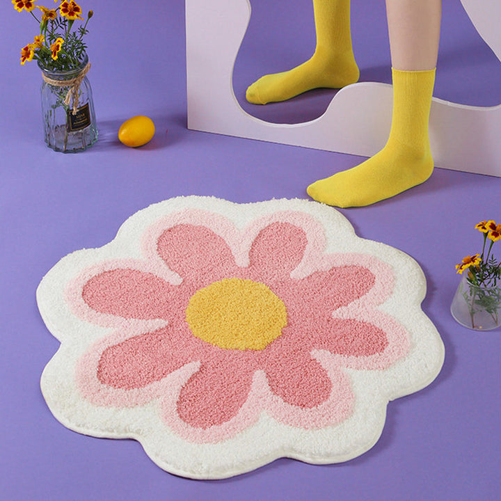 Pastel Bloem Antislip Vloerkleed